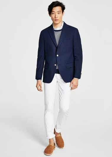 Tommy Hilfiger Mens Modern fit Sport Coat Blazer 44 L Navy Blue Solid