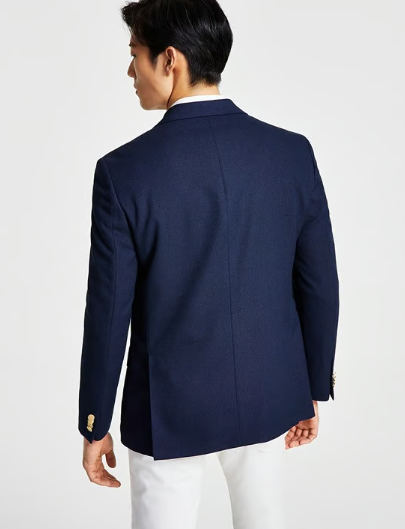 Tommy Hilfiger Mens Modern fit Sport Coat Blazer 44 L Navy Blue Solid