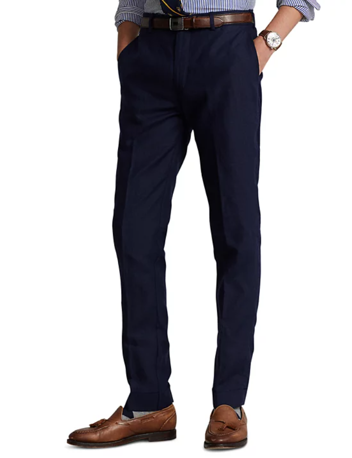 Polo Ralph Lauren Mens Classic fit Dress Pants 34 / 32 Navy Blue Solid Linen