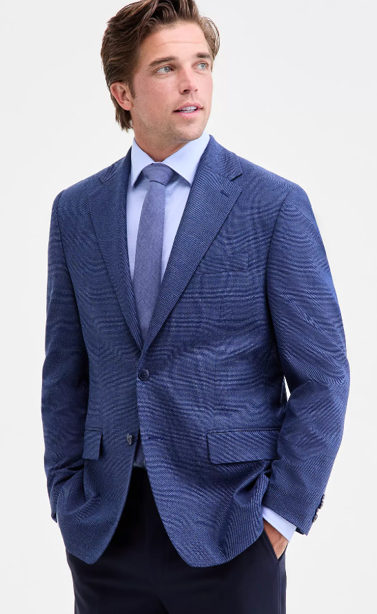 Michael Kors Mens Classic fit Sport Coat Blazer 40 R Blue Solid Stretch