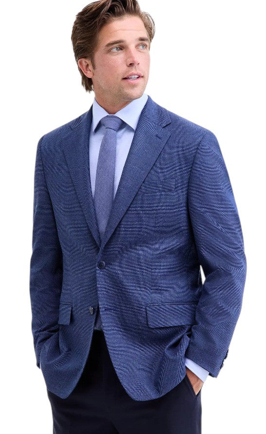Michael Kors Mens Classic fit Sport Coat Blazer 50 R Blue Solid Stretch
