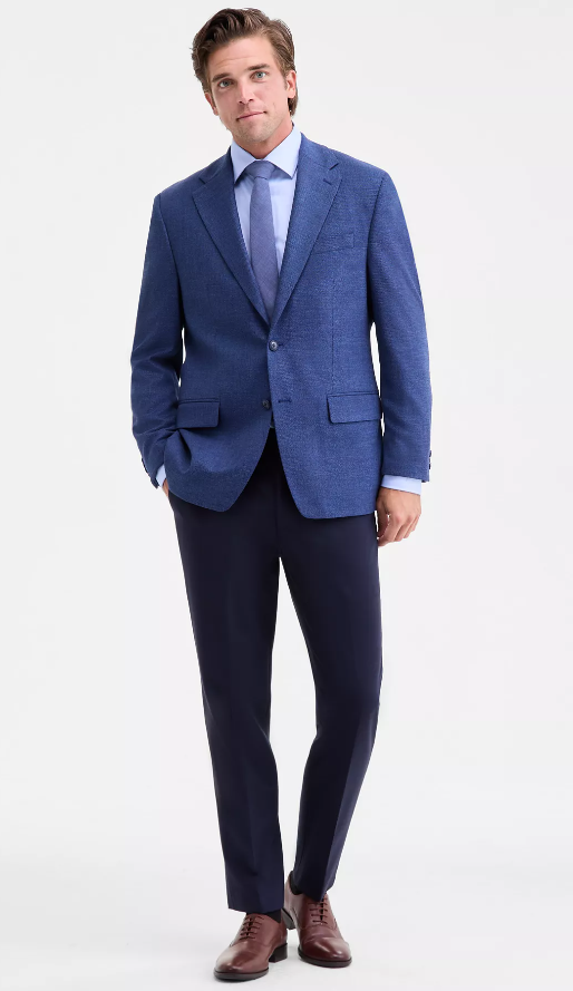 Michael Kors Mens Classic fit Sport Coat Blazer 40 R Blue Solid Stretch