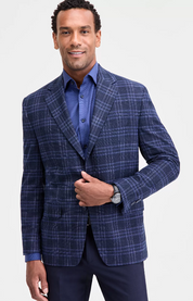 Michael Kors Mens Classic fit Sport Coat Blazer 38 R Blue Plaid Stretch