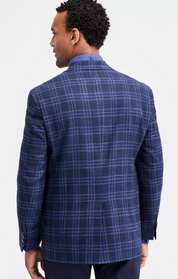 Michael Kors Mens Classic fit Sport Coat Blazer 38 R Blue Plaid Stretch