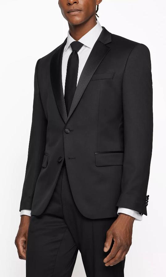 Hugo Boss Mens Slim fit Suit Jacket Blazer 42 R Black Solid