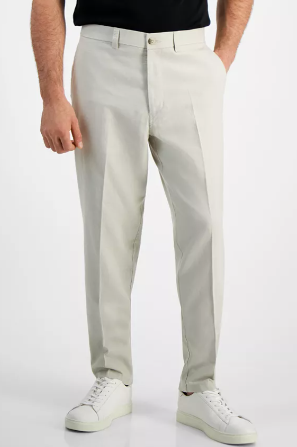 Kenneth Cole Mens Slim fit Dress Pants 36 / 34 Beige Solid