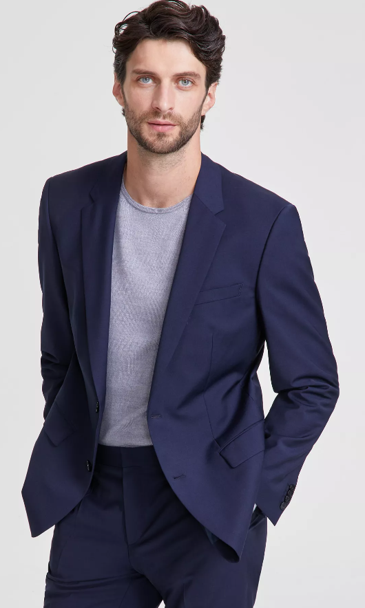 Hugo Boss Mens Slim fit Suit Jacket Blazer 36 R Navy Blue Solid