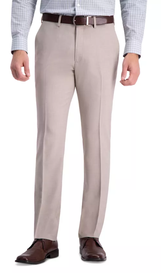 Kenneth Cole Mens Slim fit Dress Pants 32 / 34 Beige Check Stretch