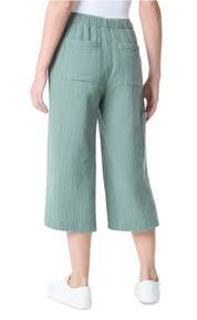 Gloria Vanderbilt Women's High Rise Crinkled Cropped Pants XL Green