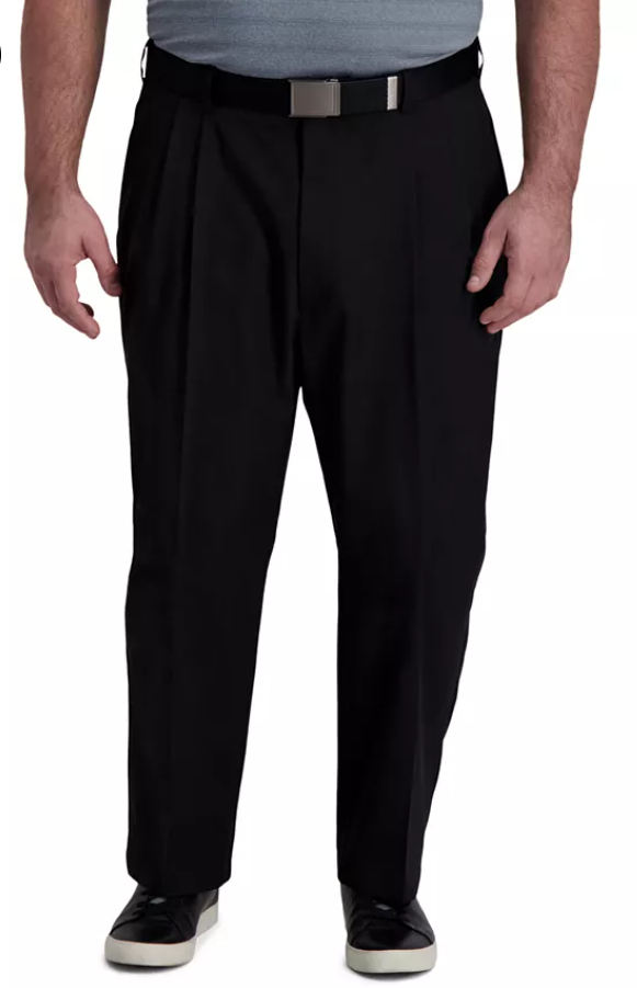 Haggar Mens Classic fit Dress Pants 48 / 30 Black Solid Stretch