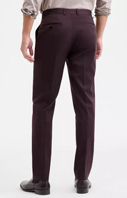 Calvin Klein Mens Slim fit Wool Dress Pants 38 / 32 Burgundy Red Solid