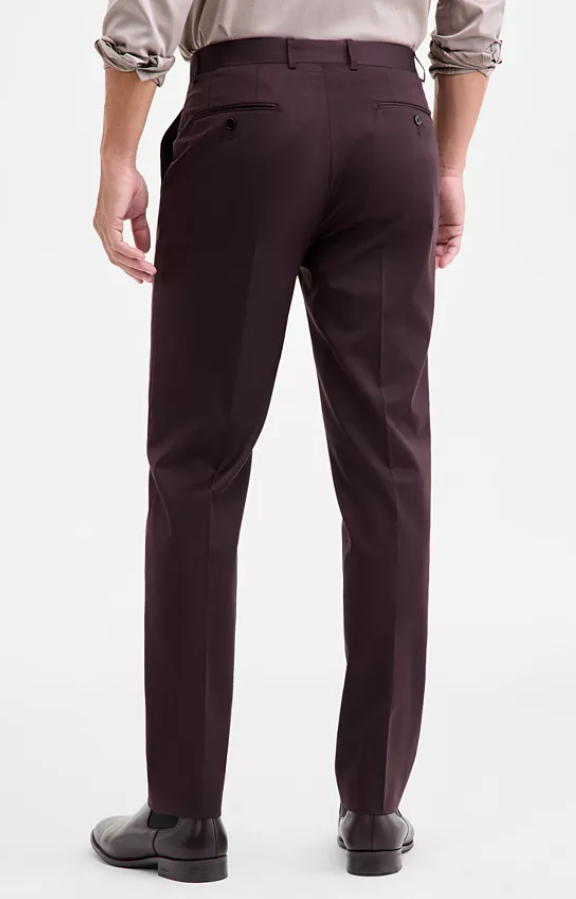 Calvin Klein Mens Slim fit Dress Pants 34 / 30 Burgundy Red Solid Stretch