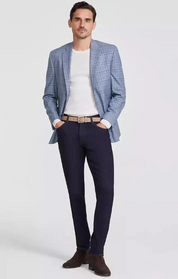 Michael Kors Mens Classic fit Sport Coat Blazer 42 R Powder Blue Plaid