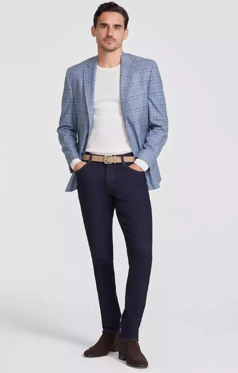 Michael Kors Mens Classic fit Sport Coat Blazer 42 R Powder Blue Plaid