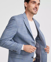 Michael Kors Mens Classic fit Sport Coat Blazer 42 R Powder Blue Plaid