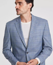 Michael Kors Mens Classic fit Sport Coat Blazer 42 R Powder Blue Plaid