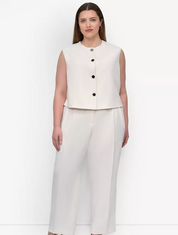 DKNY Womens Classic fit Sleeveless Button-Up Top 20 W White Solid