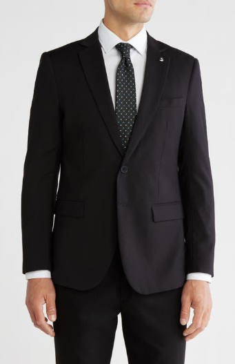 Tahari Mens Slim fit Suit Jacket Blazer 46 46 Black Solid