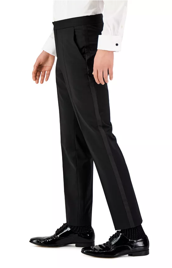 Hugo Boss Mens Modern fit Tuxedo Pants 40 / 32 Black Solid Stretch Wool