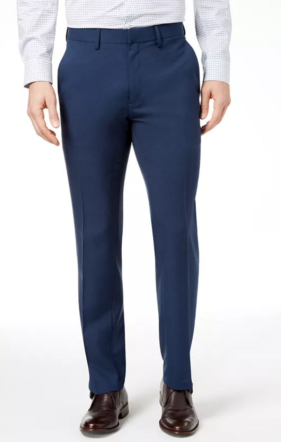 Kenneth Cole Reaction Mens Slim fit Dress Pants 32 / 32 Navy Blue Check
