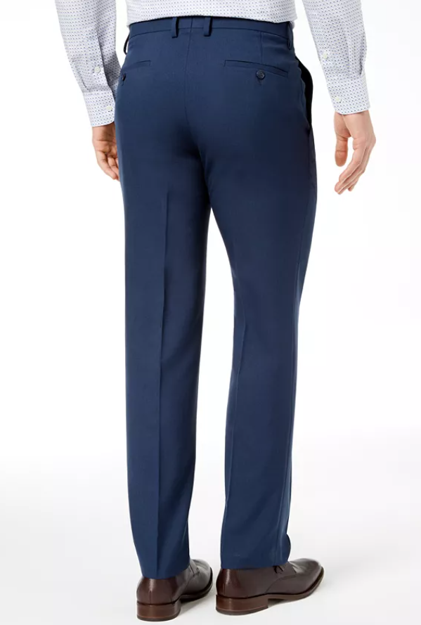 Kenneth Cole Reaction Mens Slim fit Dress Pants 32 / 32 Navy Blue Check