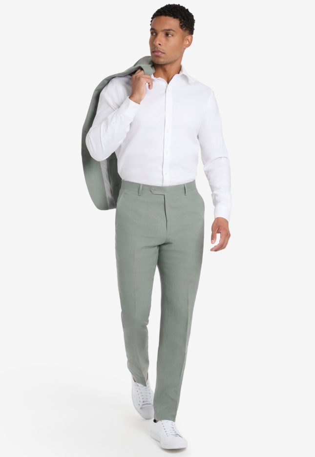 Tommy Hilfiger Mens Modern fit Dress Pants 34 / 32 Sage Green Solid Linen