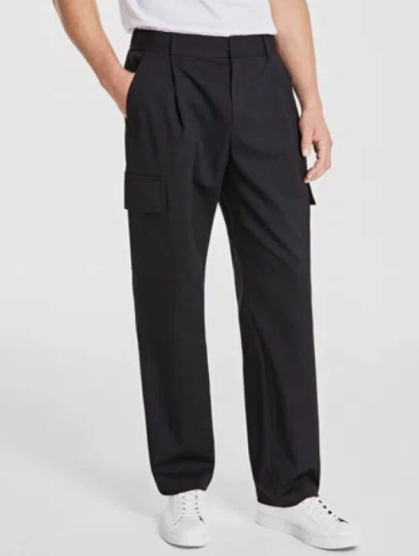 Alfani Mens Regular fit Cargo Pants 34 / 30 Black Solid