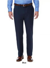 Haggar Mens Classic fit Dress Pants 36 / 30 Navy Blue Solid Stretch