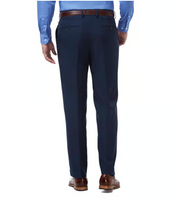 Haggar Mens Classic fit Dress Pants 36 / 30 Navy Blue Solid Stretch