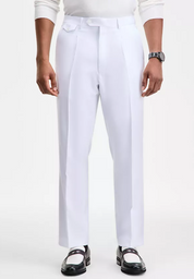 Tayion Collection Mens Classic fit Dress Pants 44 / 30 White Solid