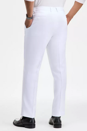 Tayion Collection Mens Classic fit Dress Pants 44 / 30 White Solid