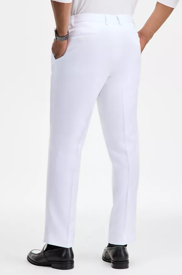 Tayion Collection Mens Classic fit Dress Pants 44 / 30 White Solid Stretch