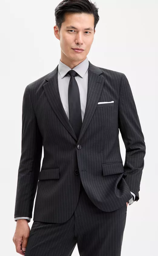 Hugo Boss Mens Modern fit Suit Jacket Blazer 40 S Black Striped
