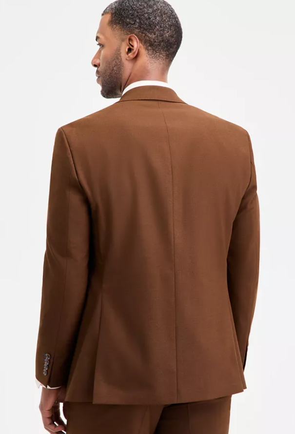 Tayion Collection Mens Classic fit Suit Jacket Blazer 40 R Brown Solid