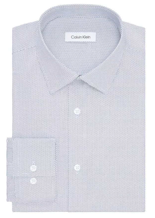 Calvin Klein Mens Regular fit Dress Shirt Medium 15.5 in 34-35 Blue Geometric