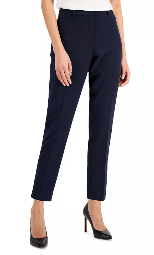 Tahari Womens Modern fit Dress Pants 6 / 29 Navy Blue Solid