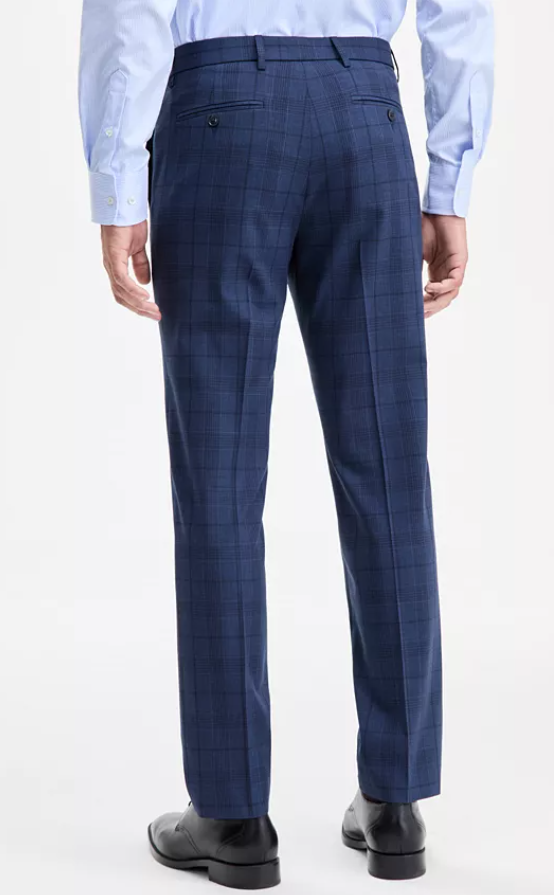 Tommy Hilfiger Mens Modern fit Dress Pants 34 / 32 Navy Blue Plaid Stretch