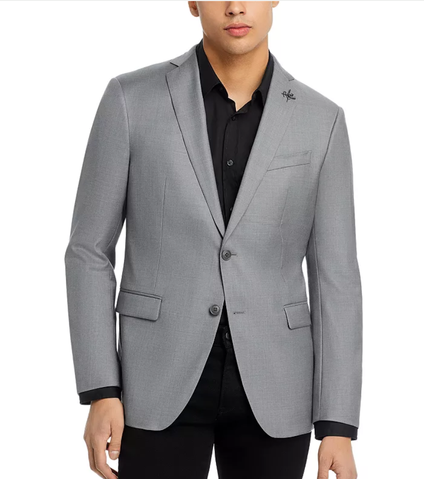 John Varvatos Mens Slim fit Sport Coat Blazer 38 S Light Grey Solid