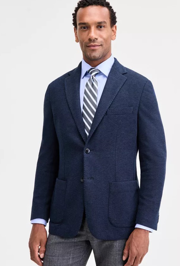 Michael Kors Mens Classic fit Sport Coat Blazer 42 R Navy Blue Herringbone
