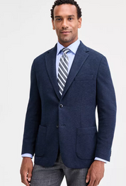 Michael Kors Mens Classic fit Sport Coat Blazer 42 S Navy Blue Herringbone