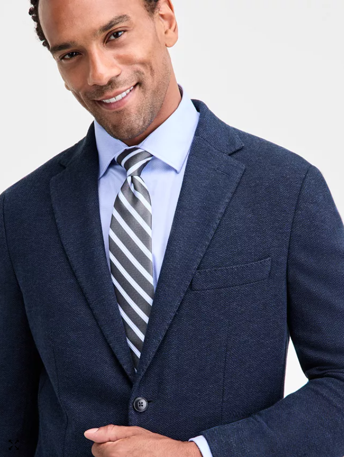 Michael Kors Mens Classic fit Sport Coat Blazer 42 R Navy Blue Herringbone