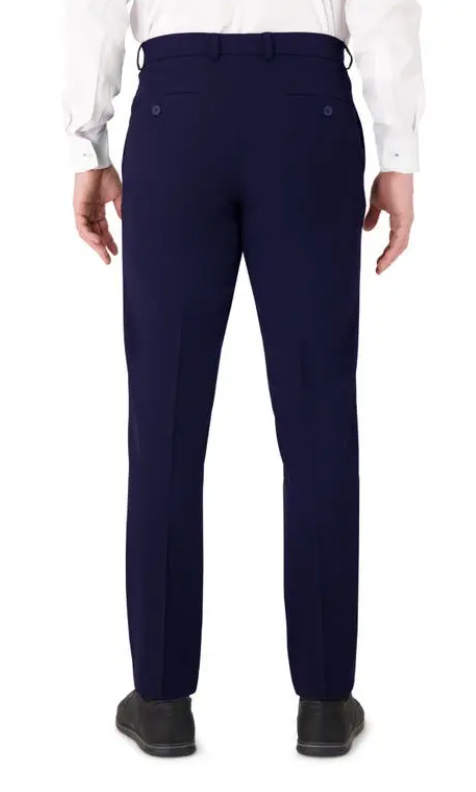 Victor Emmanuel Mens Modern fit Dress Pants 34 / 32 Navy Blue Solid