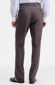 Tayion Collection Mens Classic fit Dress Pants 42 / 32 Brown Plaid