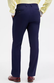 Tayion Mens Classic fit Dress Pants 36 / 32 Navy Blue Solid Stretch