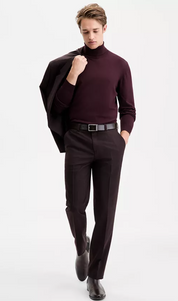 Hugo Boss Mens Slim fit Dress Pants 34 / 30 Maroon Red Plaid