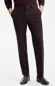 Hugo Boss Mens Slim fit Dress Pants 34 / 30 Maroon Red Plaid