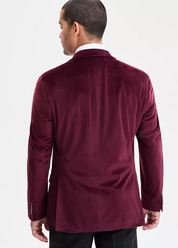 Bar Iii Mens Slim fit Velvet Sport Coat Blazer 38 R Burgundy Red Solid