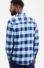 Club Room Mens Regular fit Long Sleeve Button-Up Shirt XL Blue Multi Check