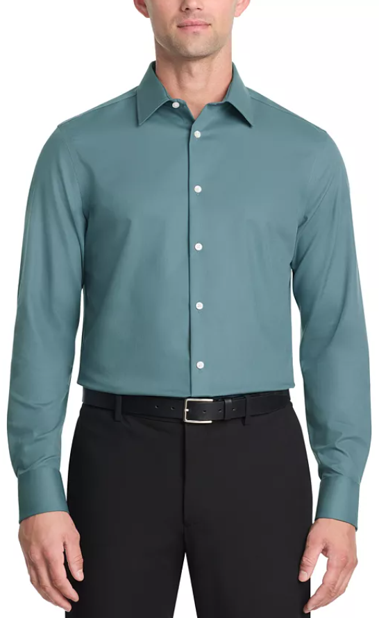 Calvin Klein Mens Slim fit Dress Shirt XL 17.5 in 34-35 Blue Solid