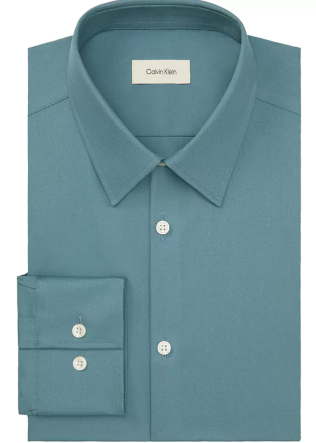 Calvin Klein Mens Slim fit Dress Shirt XL 17.5 in 34-35 Blue Solid